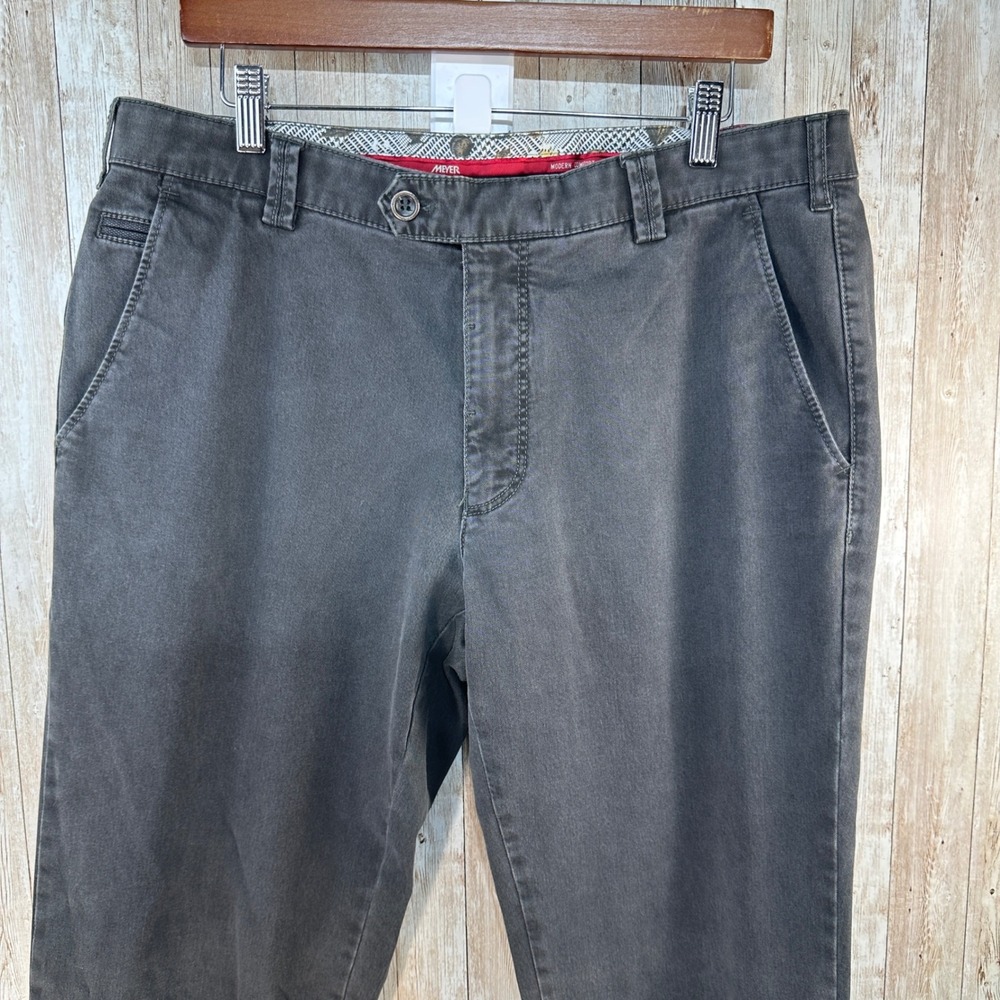 Meyer Bonn Modern Comfort Trousers‎ Mens Size 36x33 Gray 5 Pocket Pants Straight